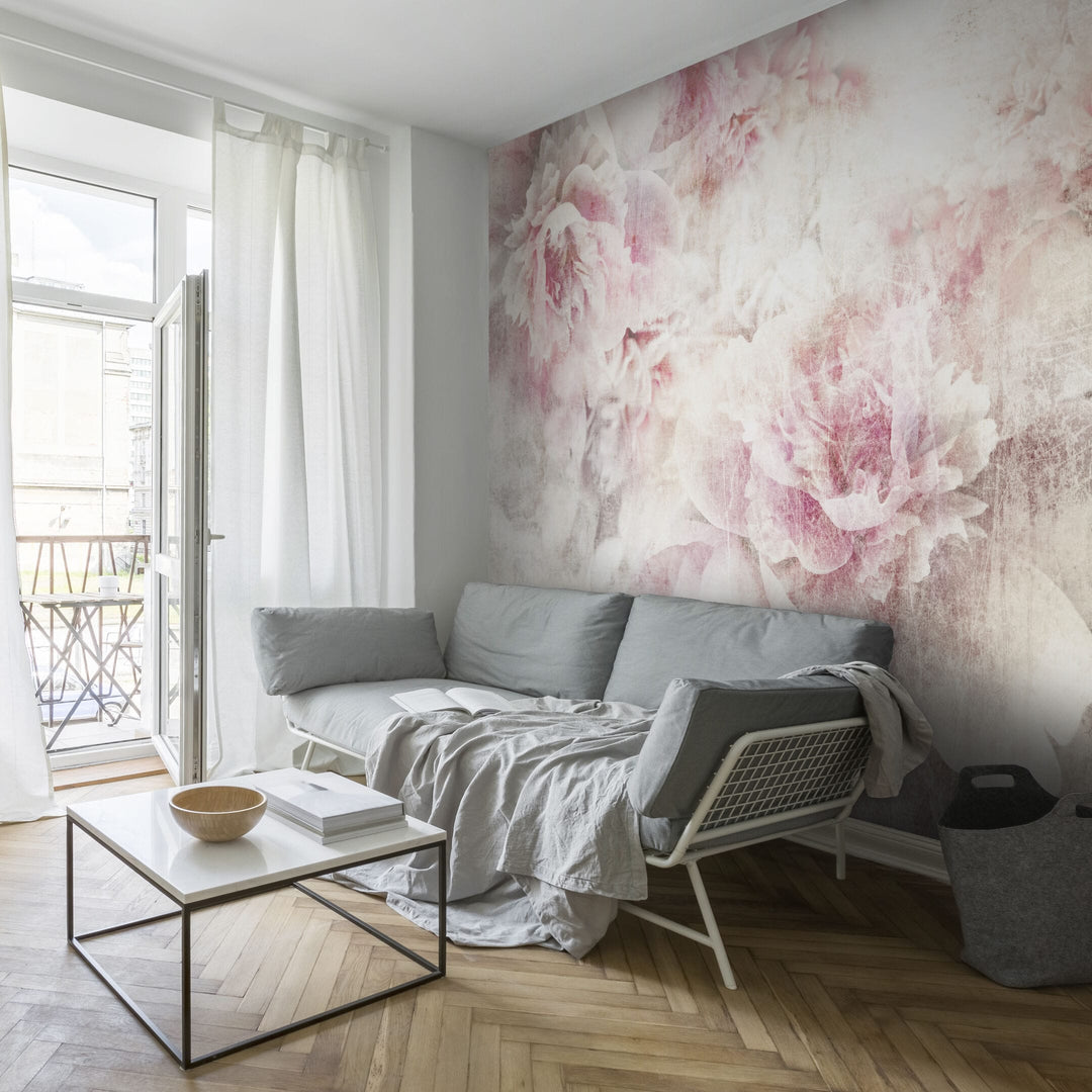 Fototapeet – Romantiline pioonide aed | roosa värvi