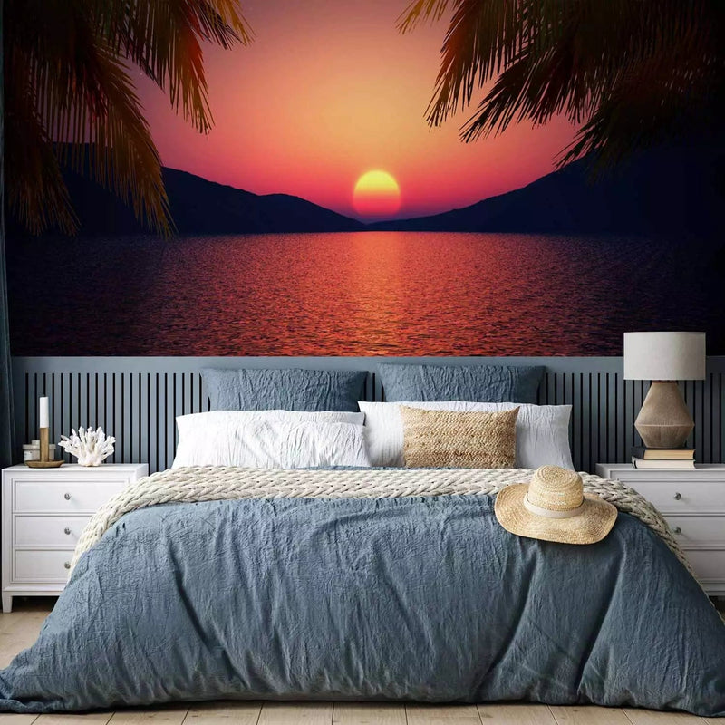 Romantic Wall Murals for the bedroom - evening at the beach, 96612G-ART