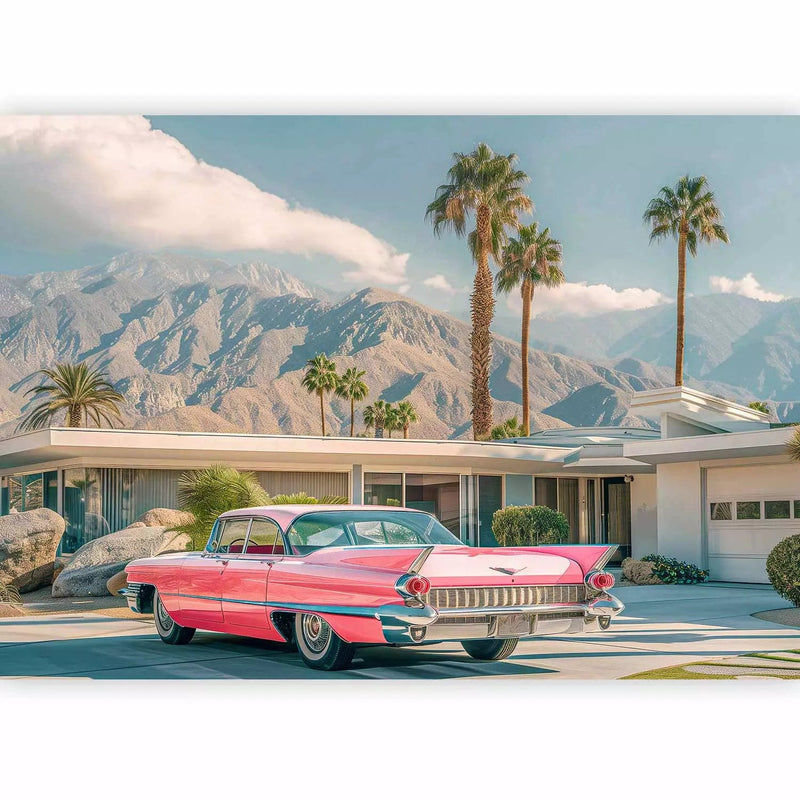 Pink Cadillac - American style icon of the 1950s with palm trees - buy on G-ART