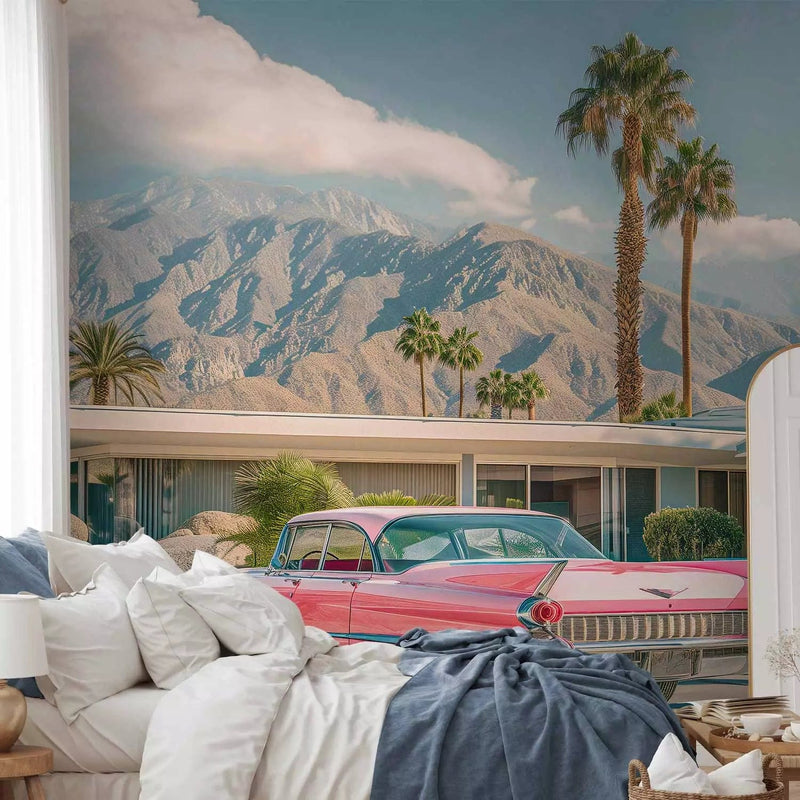 Pink Cadillac - American style icon of the 1950s with palm trees - buy on G-ART