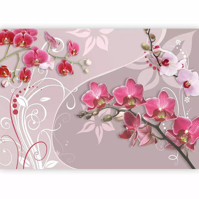 Wall Murals with pink orchids and pink ornaments, 60300G-ART