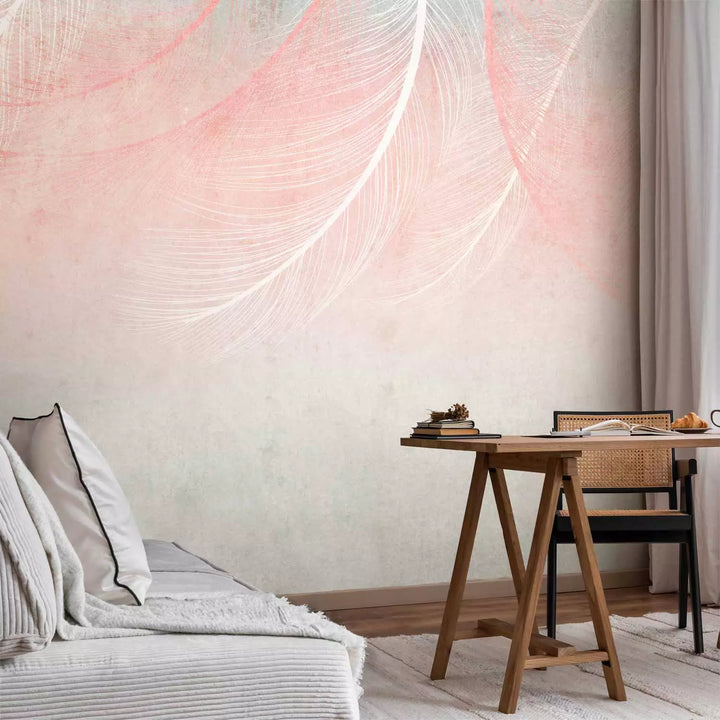 Fototapetes - rozā putnu spalvas boho stilā - 143789 G-ART