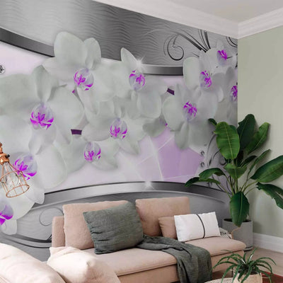 Wall Murals with purple orchids on metal, 61366, buy g-art