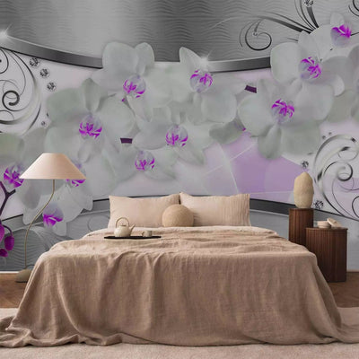 Wall Murals with purple orchids on metal, 61366, buy g-art