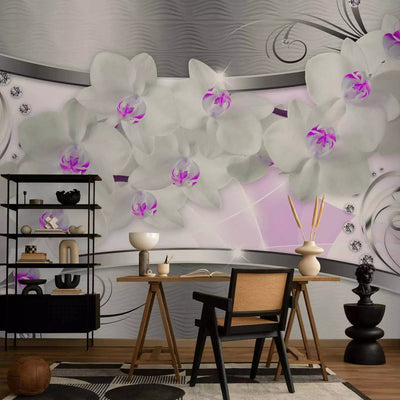 Wall Murals with purple orchids on metal, 61366, buy g-art