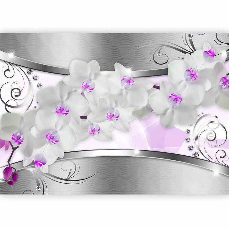 Wall Murals with purple orchids on metal, 61366, buy g-art