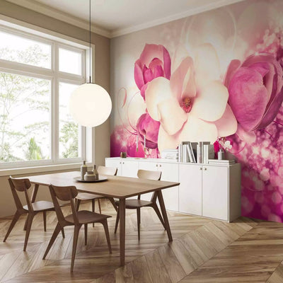 Valokuvatapetti - Pink Magnolia kimaltelevilla kiteillä, 88794 G-Art