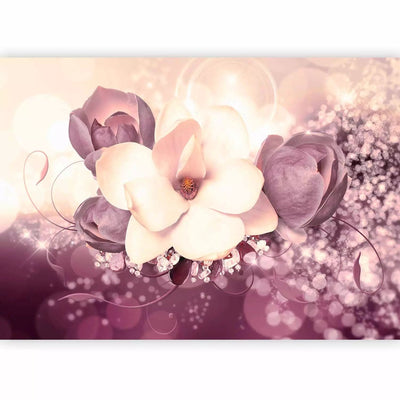 Wall Murals - Violet magnolia with glittering crystals, 88793g-art