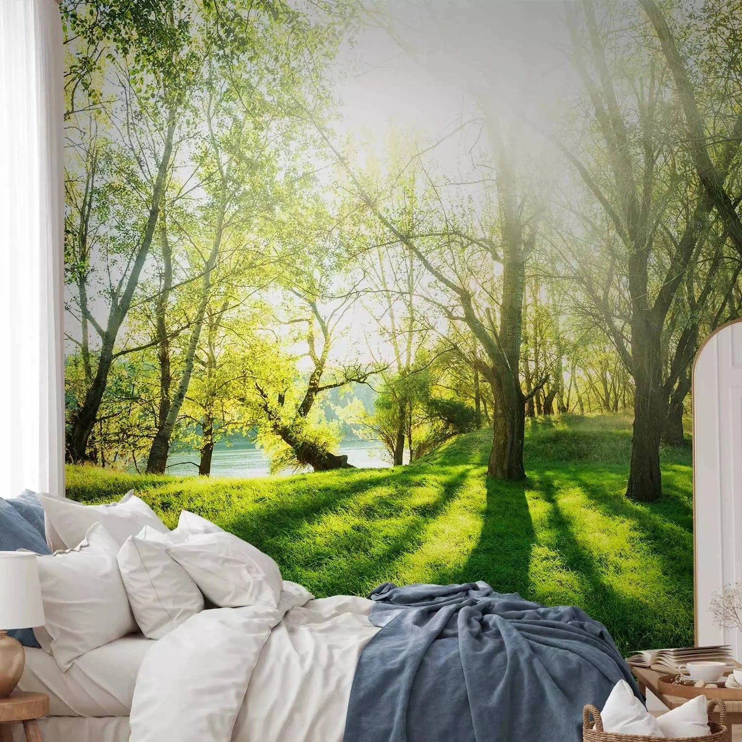 Fototapetes ar saulainu parku - Saulainā diena, zaļā krāsā G-ART