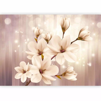 Wall Murals - white magnolia and light game beige, 66212 G-art