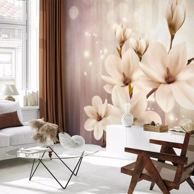 Wall Murals - white magnolia and light game beige, 66212 G-art