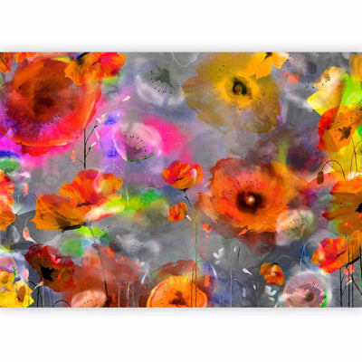 Wall Murals - multicolored poppies drawn with water color, 64403g-art