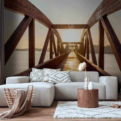 Wall Murals - Wooden bridge over the river in the sun, 74549, buy online G-art