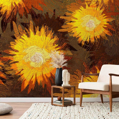 Wall Murals with large yellow sunflower - sunflower dance, 60734g -art