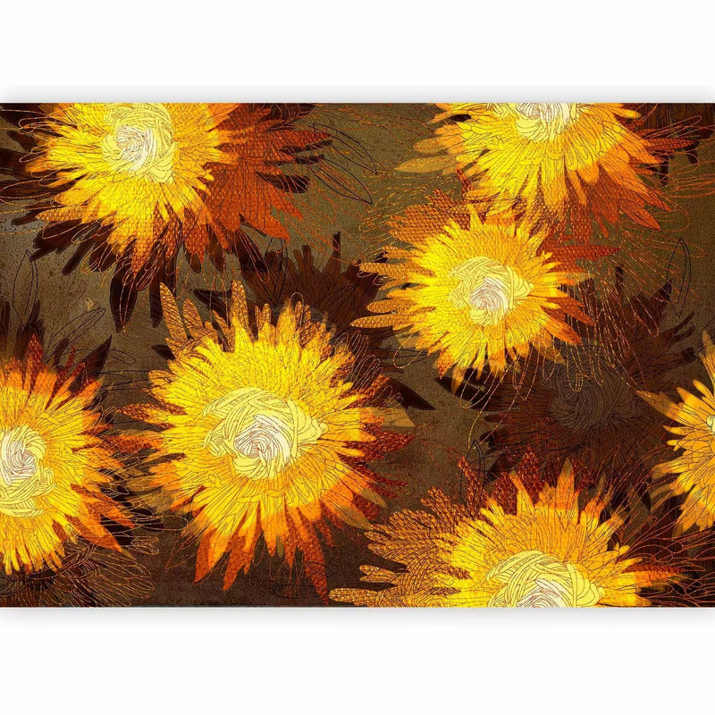 Wall Murals with large yellow sunflower - sunflower dance, 60734g -art