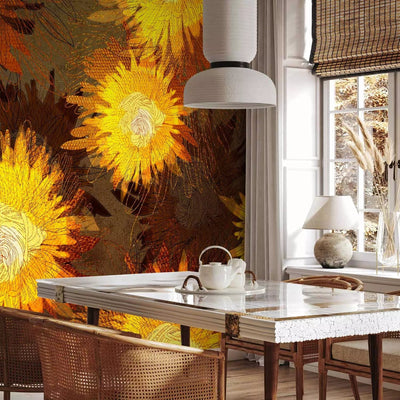 Wall Murals with large yellow sunflower - sunflower dance, 60734g -art