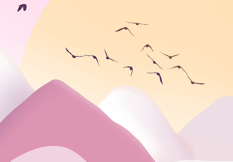 Fototapetes - Saulriets aiz kalniem (rozā toņos), 142307 G-ART