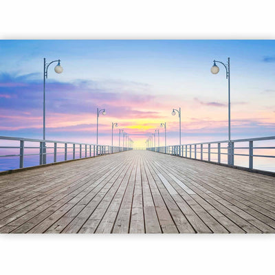 Fototapetes - Saulriets uz mola - ainava ar klusu jūru, 61683 G-ART