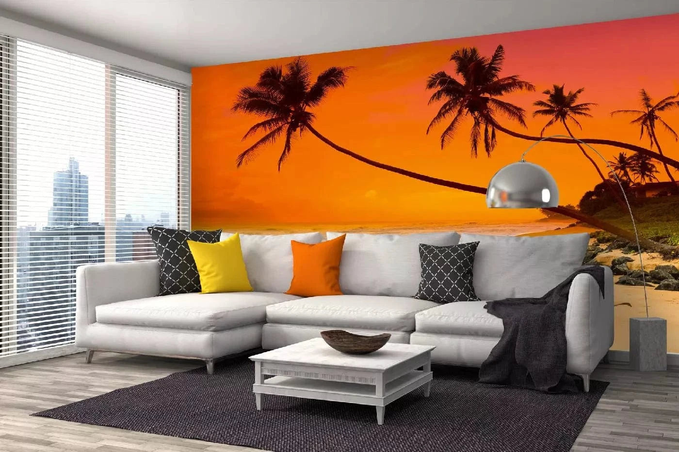 Fototapetes - Saulriets virs tropiskas jūras, oranžā krāsā, 375x250 cm D-ART