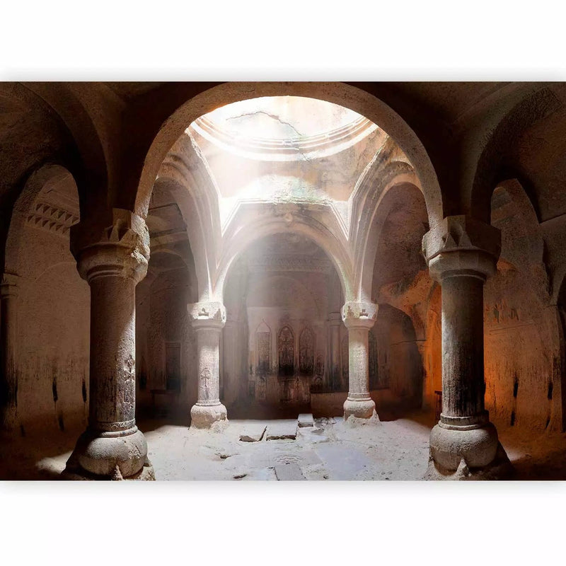 Wall Murals With the ancient temple from the inside. Brown Tones - Buy Online G -Art