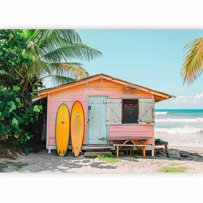 Wall Murals - Surfers' cottage, ocean and palm trees, summer mood G-ART