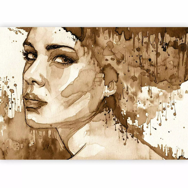 Wall Murals in brown tones - Female portrait (sepia), 64525 G-ART