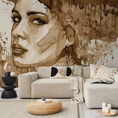 Wall Murals in brown tones - Female portrait (sepia), 64525 G-ART