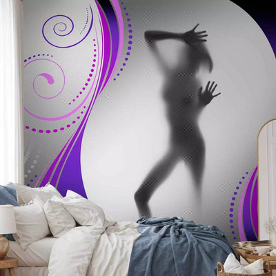 Wall Murals - Silhouette of a woman on a gray background, violet - 61201 G-ART