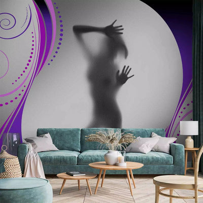 Wall Murals - Silhouette of a woman on a gray background, violet - 61201 G-ART