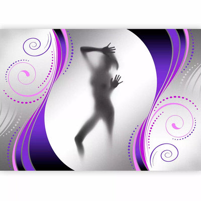 Fototapetes - Sievietes siluets uz pelēka fona, violeta - 61201 G-ART