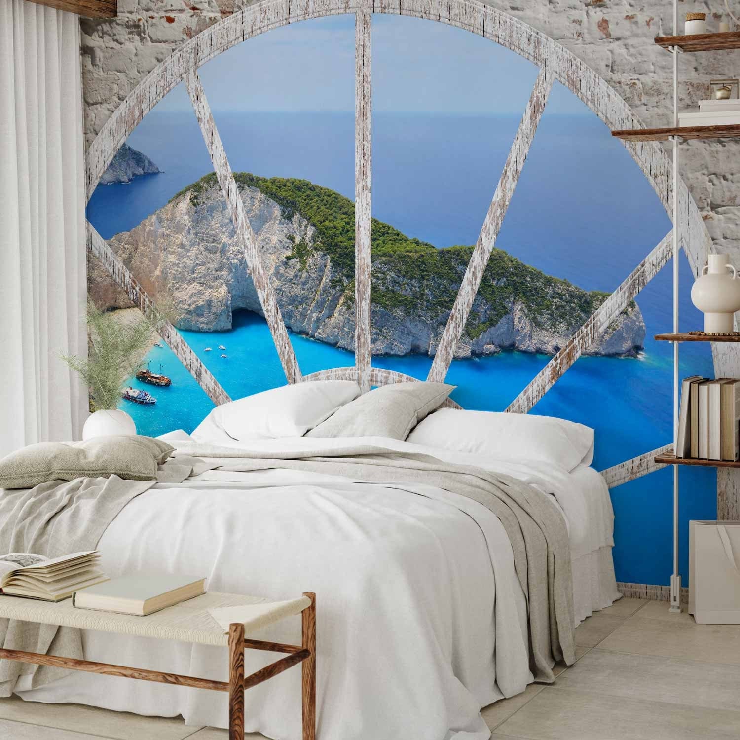 Fototapetes - Skats no loga uz salu un klinšainu līci - 62447  G-ART