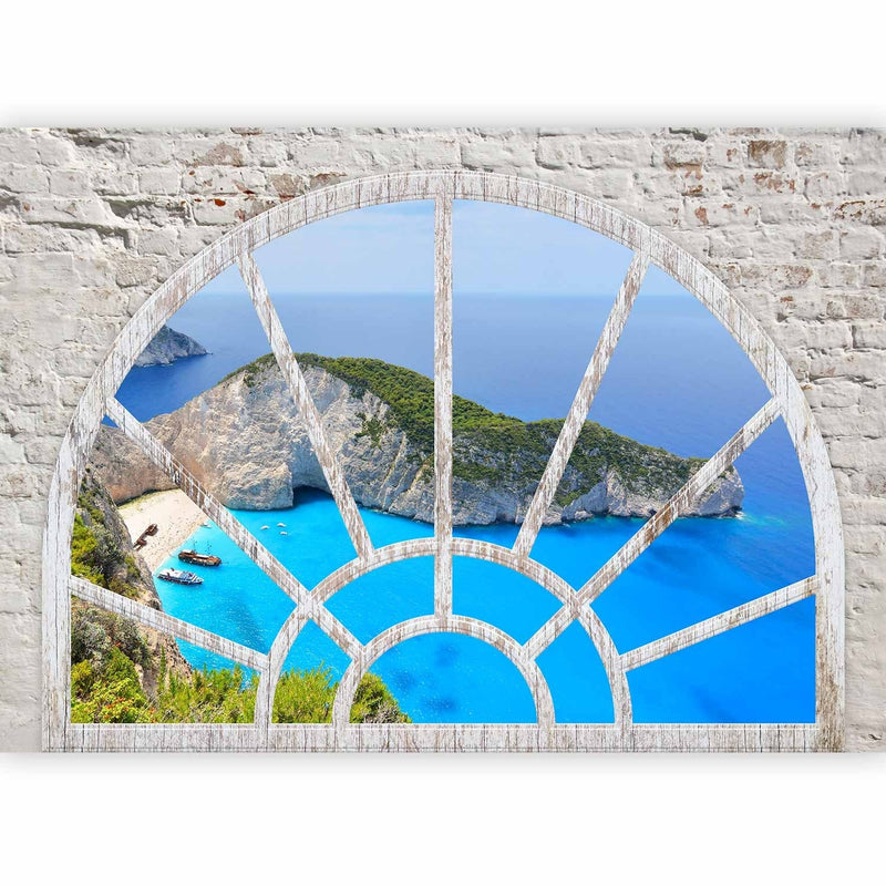 Wall Murals - Window view of island and rocky bay, 62447 G-ART
