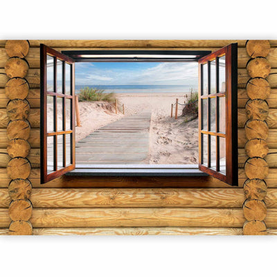 Natural Wall Murals Overlooking the window - beach behind the window - 60153g -art