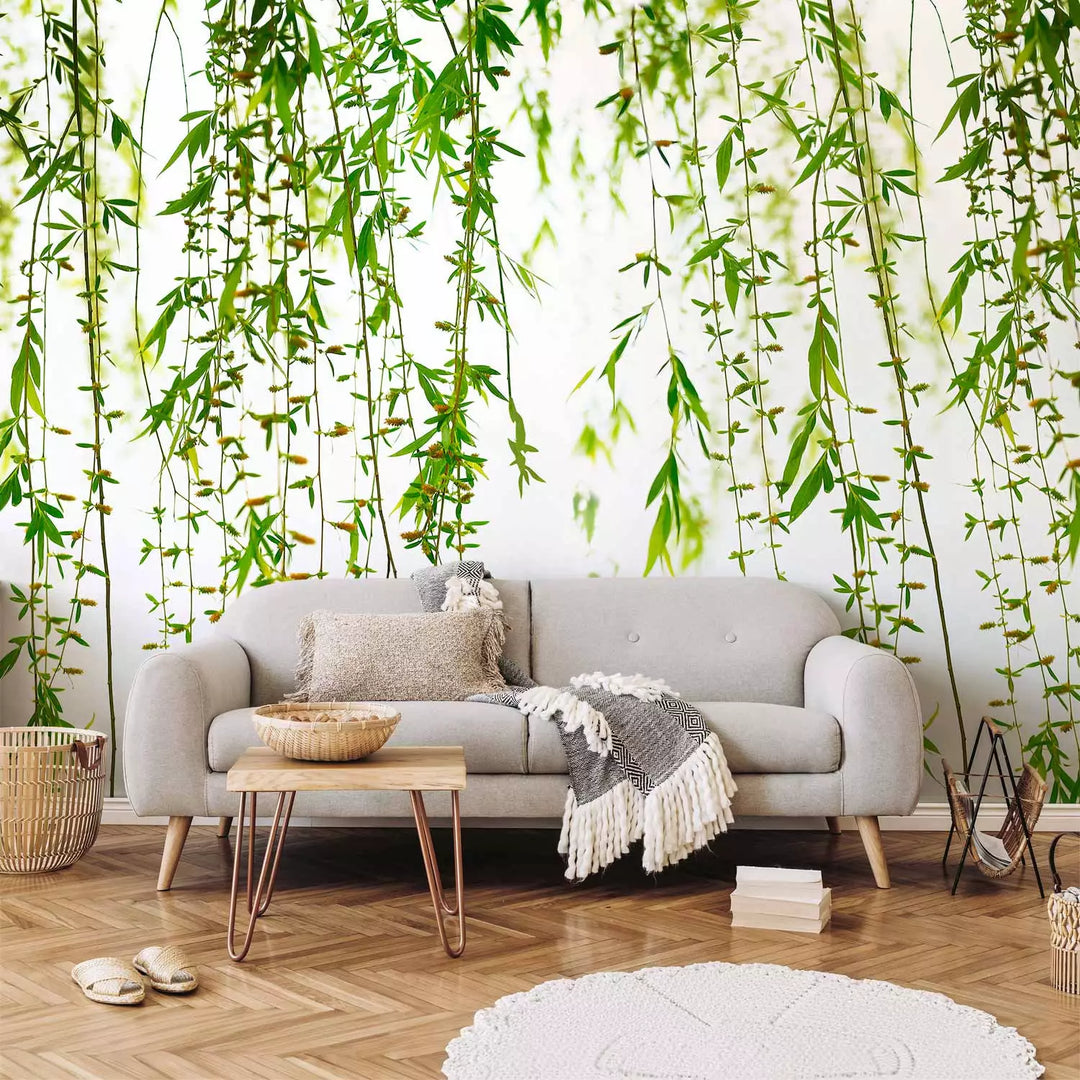 Fototapetes - Smalkas zaļas lapiņas uz balta fona - 151262 G-ART