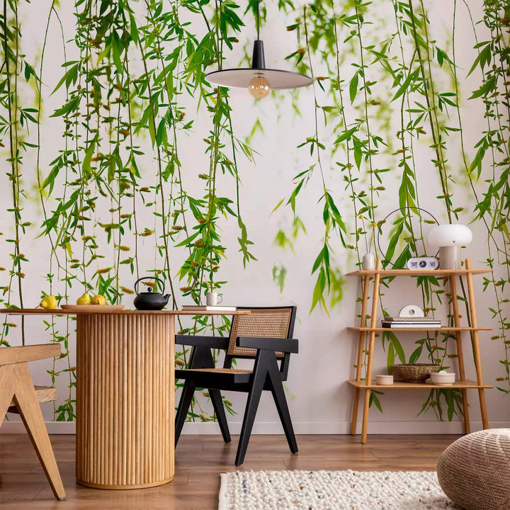 Fototapetes - Smalkas zaļas lapiņas uz balta fona - 151262 G-ART