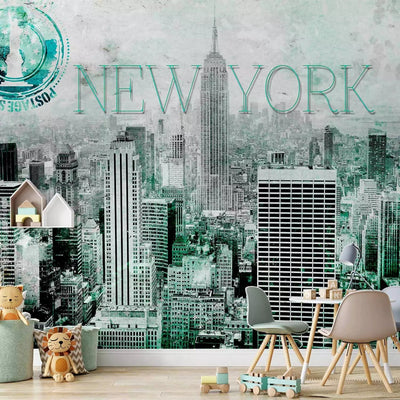 Wall Murals with New York in Emerald from a bird's eye view, 61528 G-ART