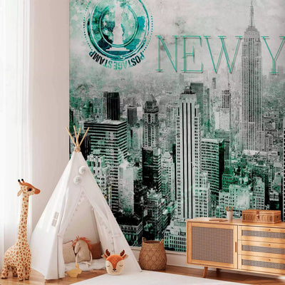 Wall Murals with New York in Emerald from a bird's eye view, 61528 G-ART