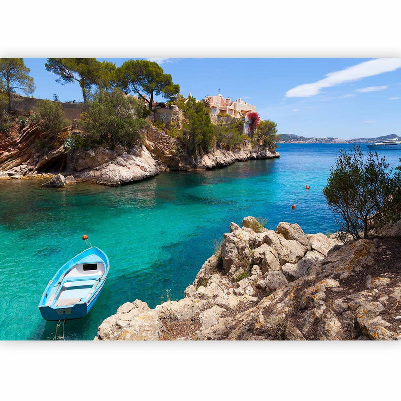 Wall Murals - Bright landscape with rocky bay and boat - buy G -art