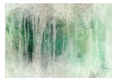 Fototapetes - Spilgti koku stumbri tumšā dziļumā: zaļā, 148813 G-ART