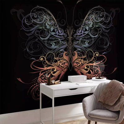 Wall Murals - butterfly with fancy wings on a black background - 89006 G-ART