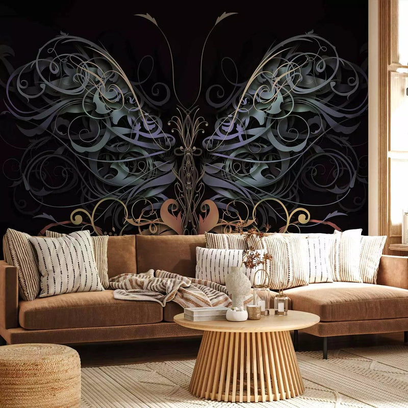 Wall Murals - butterfly with fancy wings on a black background - 89006 G-ART