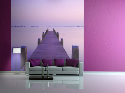 Wall Murals - Bridge at the lake in purple sunset, 60252 G-ART