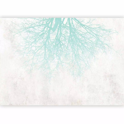 Wall Murals - turquoise branches on a light background with gentle texture G-art