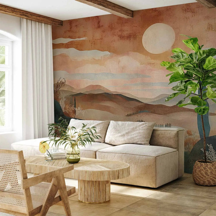 Wall Murals - Tuscany Landscape - Composition Terracotta Colors, 159459