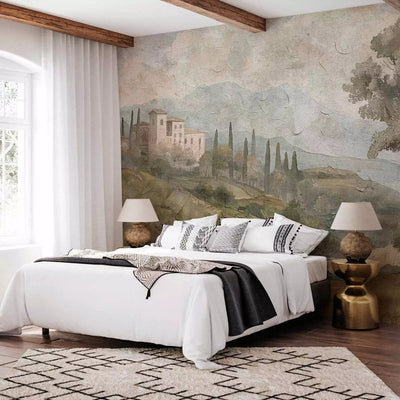 Wall Murals - Tuscan villa - picturesque landscape with cypress trees, 161093 G-ART