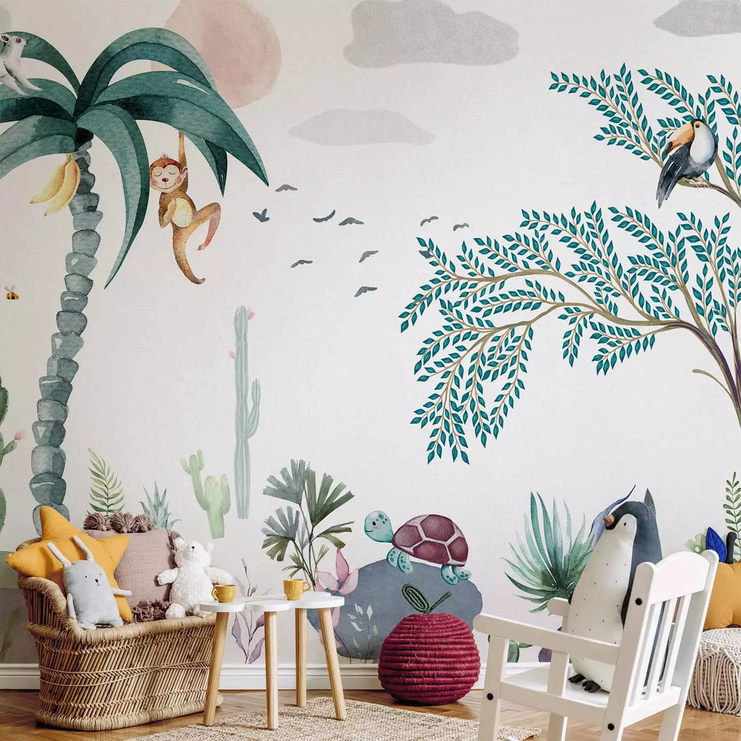 Fototapetes bērniem - Tropiskā ainava - eksotiska daba pasteļkrāsāsās G-ART