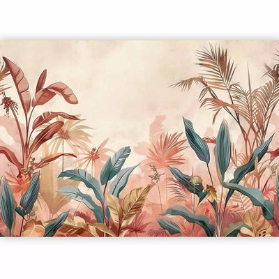 Wall Murals - Tropical foliageon terracotta background - 160000 G-ART