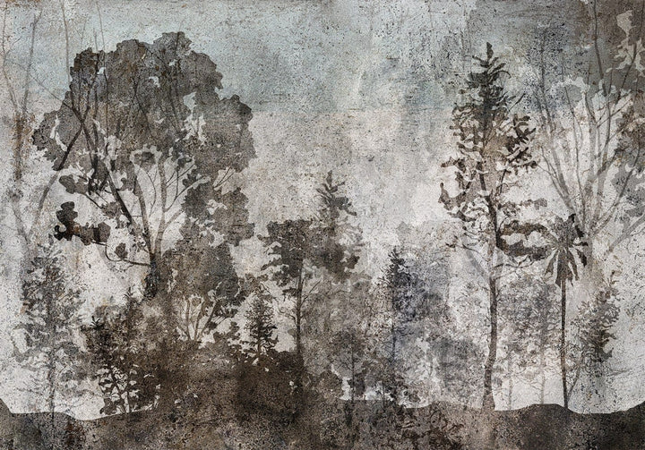 Fototapetes - tumša meža ainava ar kokiem - interjerā G-ART