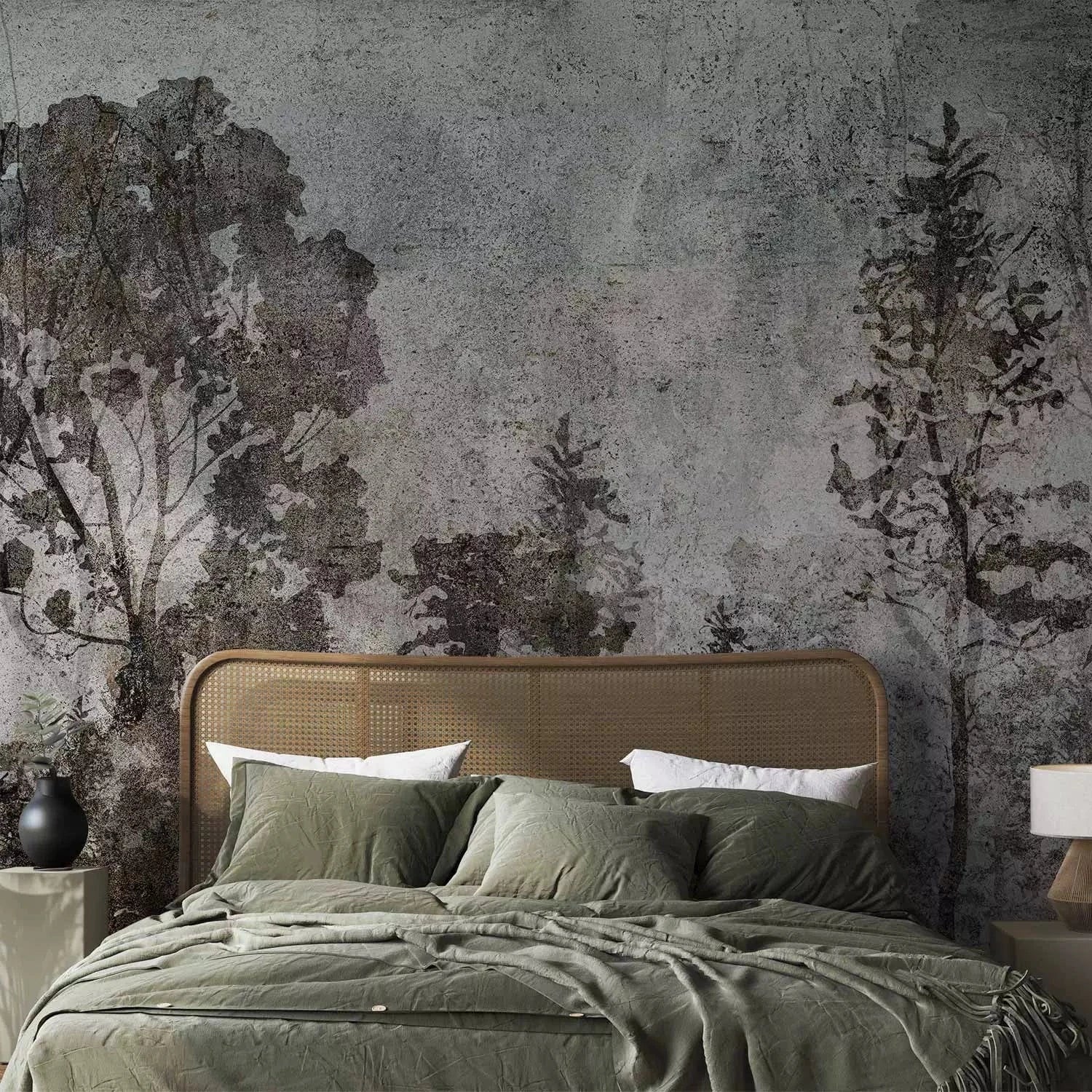 Fototapetes - tumša meža ainava ar kokiem - interjerā G-ART