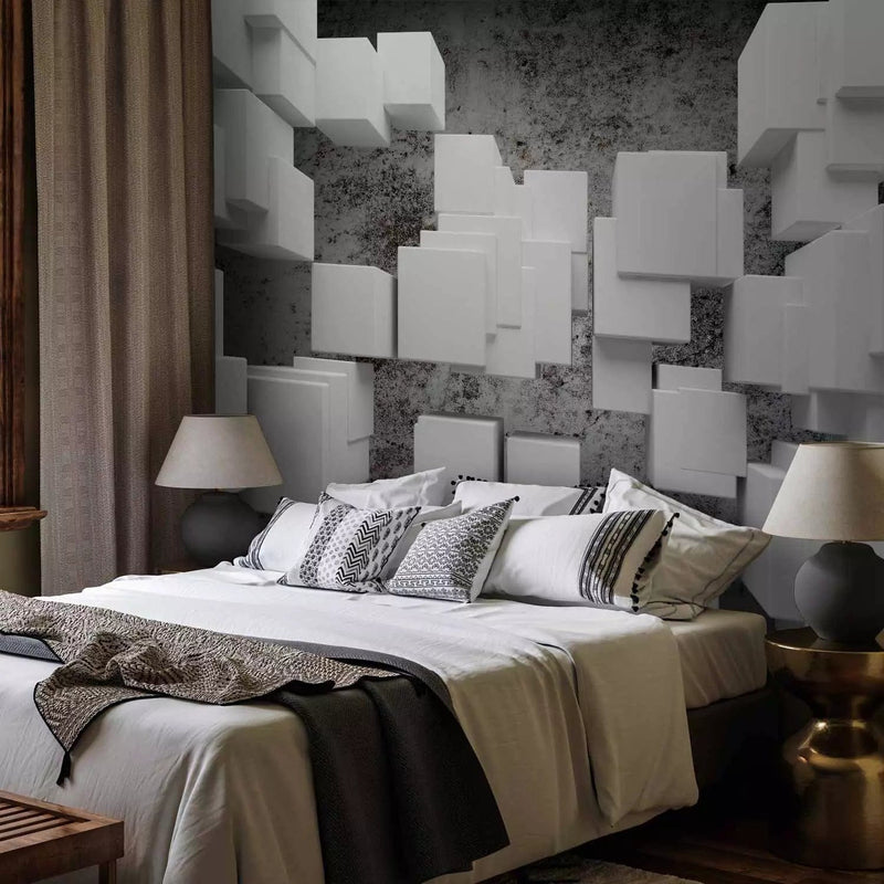 Wall Murals with 3d cubes in gray color, 62110 G-ART